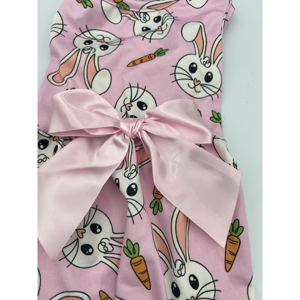 Easter Dog Pink Dress Size Small Bunnies and Bow Coquette Princess Core